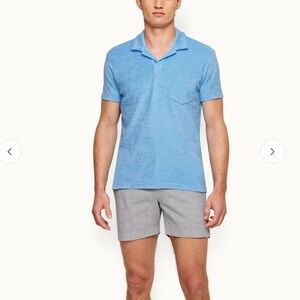 Orlebar Brown Riviera Blue Towelling Polo Shirt
